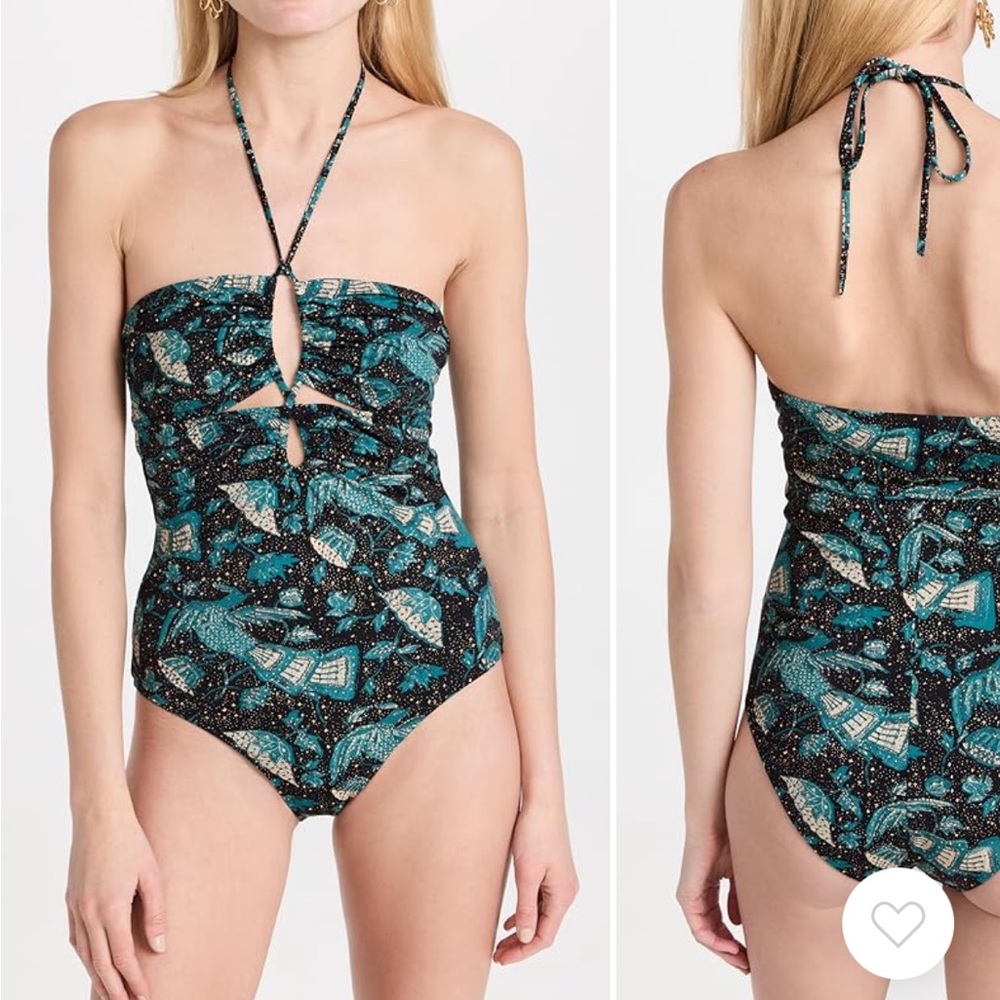Ulla Johnson Swimsuit Size M Minorca Midnight Jade Print One Piece Cut Out